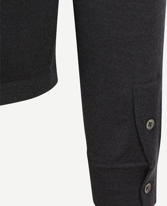 Cardigan shirt merino antraciet