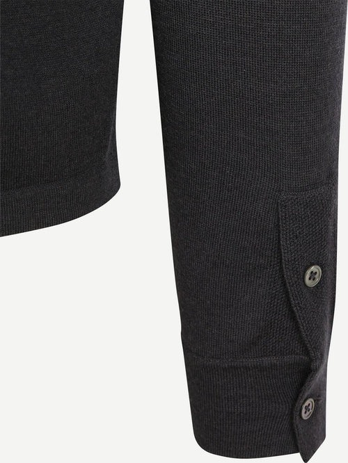 Suitable cardigan shirt merino antraciet | Slim-fit
