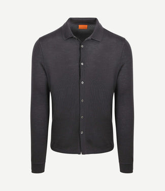 Cardigan shirt merino antraciet Cardigan shirt merino antraciet