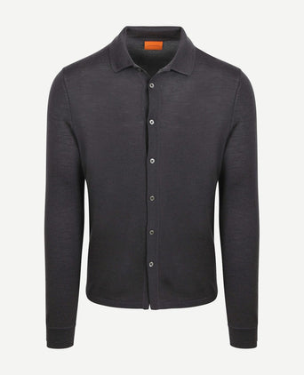 Cardigan shirt merino antraciet