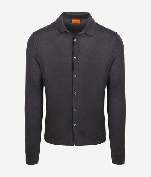 Suitable cardigan shirt merino antraciet | Slim-fit