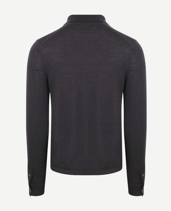 Cardigan shirt merino antraciet