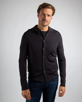 Cardigan shirt merino antraciet