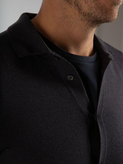 Suitable cardigan shirt merino antraciet | Slim-fit