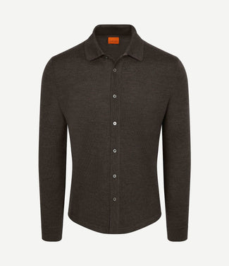 Cardigan shirt merino bruin Cardigan shirt merino bruin