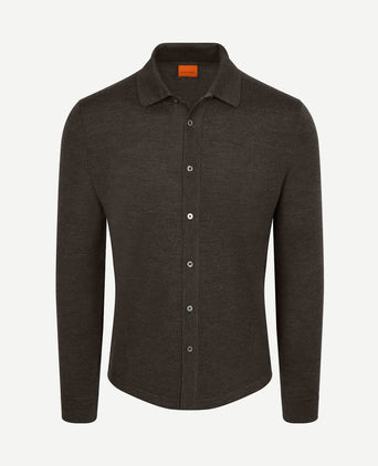 Cardigan shirt merino bruin
