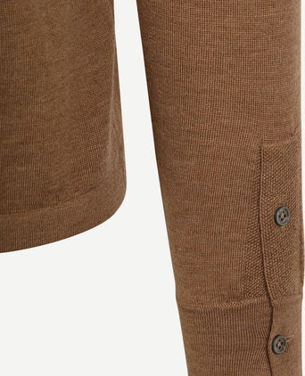Suitable cardigan shirt merino camel | Slim-fit