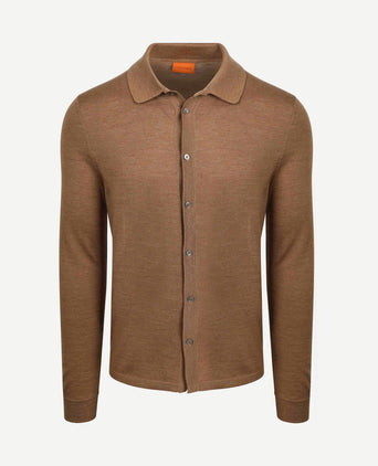 Cardigan shirt merino camel