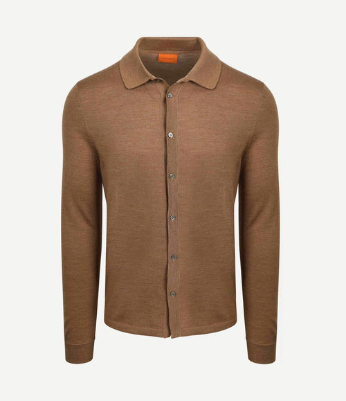 Cardigan shirt merino camel