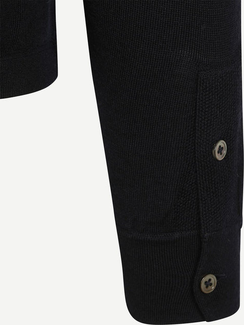 Suitable cardigan shirt merino donkerblauw | Slim-fit