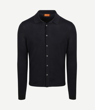 Cardigan shirt merino donkerblauw Cardigan shirt merino donkerblauw