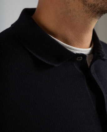 Cardigan shirt merino donkerblauw