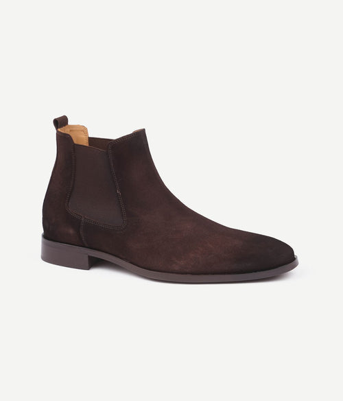 Suitable chelsea boot suede donkerbruin