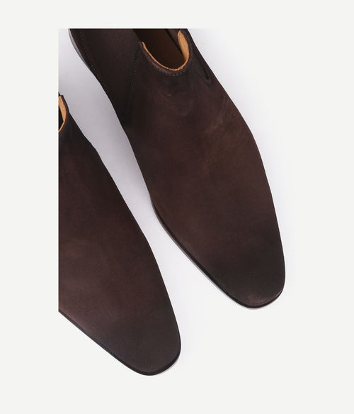 Suitable chelsea boot suede donkerbruin