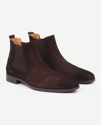 Suitable chelsea boot suede donkerbruin