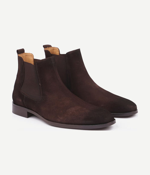 Suitable chelsea boot suede donkerbruin