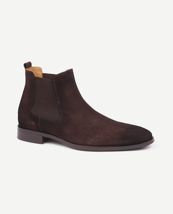 Chelsea boot suede donkerbruin