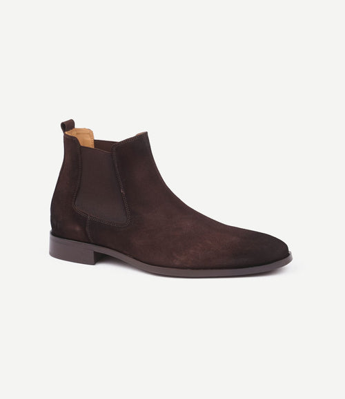 Chelsea boot suede donkerbruin