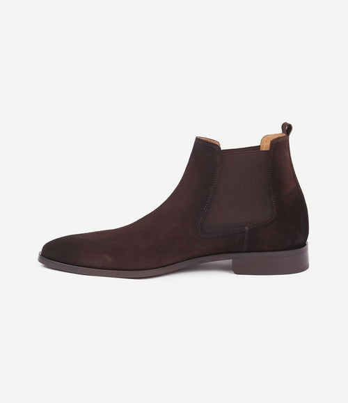 Chelsea boot suede donkerbruin