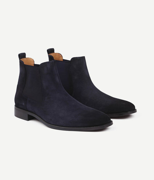 Suitable chelsea boot suede donkerblauw