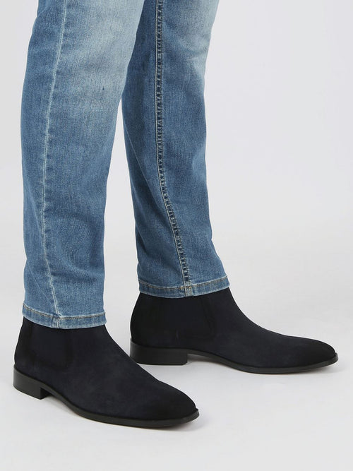 Suitable chelsea boot suede donkerblauw