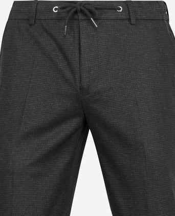 Suitable chino das pied de poule antraciet | Slim-fit