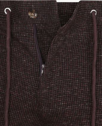 Suitable chino das pied de poule aurbergine | Slim-fit