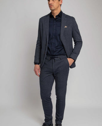 Suitable chino das ruiten donkerblauw | Slim-fit