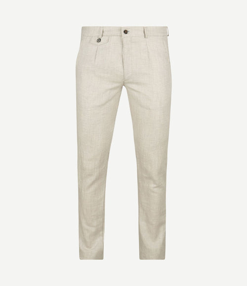 Chino linen blend ruiten beige