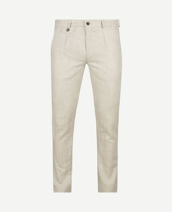 Chino linen blend ruiten beige