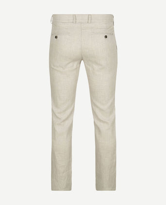 Chino linen blend ruiten beige
