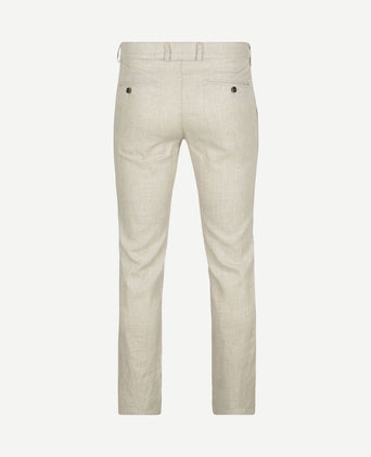Chino linen blend ruiten beige