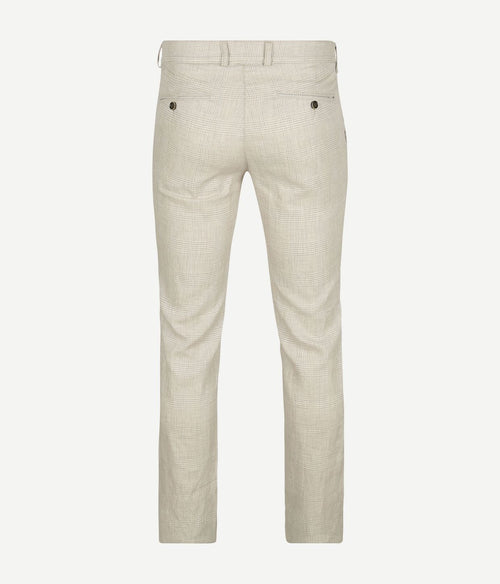 Chino linen blend ruiten beige