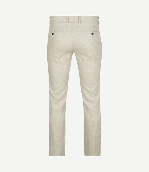 Chino linen blend ruiten beige