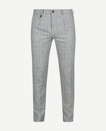 Chino linen blend ruiten blauw