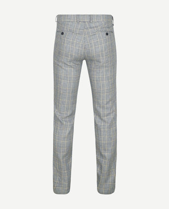 Chino linen blend ruiten blauw