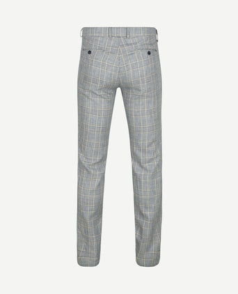 Chino linen blend ruiten blauw