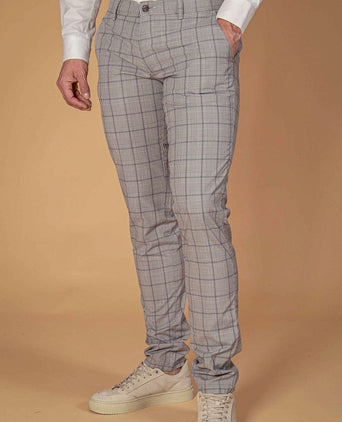 Suitable chino Pico grijs geruit