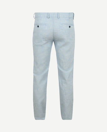Chino Pico pleat cotton linen glencheck lichtblauw