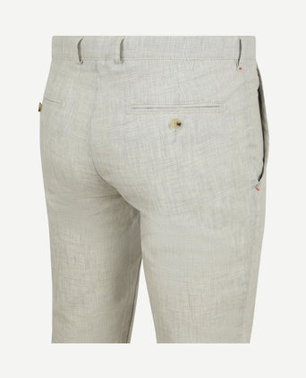 Chino Pico pleat cotton linen glencheck lichtgrijs