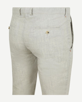 Chino Pico pleat cotton linen glencheck lichtgrijs