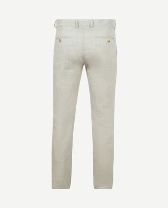 Chino Pico pleat cotton linen glencheck lichtgrijs