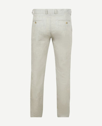 Chino Pico pleat cotton linen glencheck lichtgrijs
