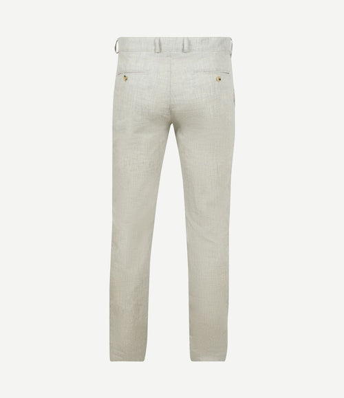 Chino Pico pleat cotton linen glencheck lichtgrijs