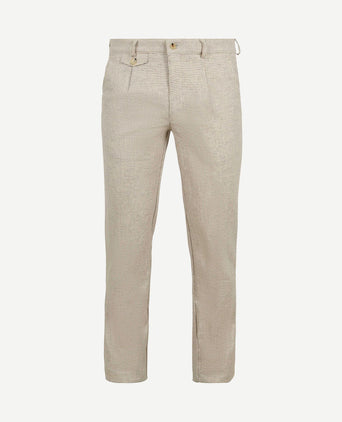 Chino Pico pleat cotton linen pepita beige