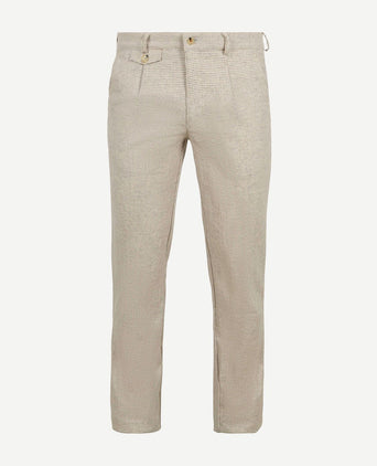 Chino Pico pleat cotton linen pepita beige