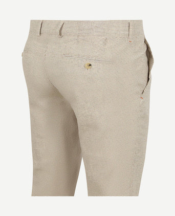 Chino Pico pleat cotton linen pepita beige