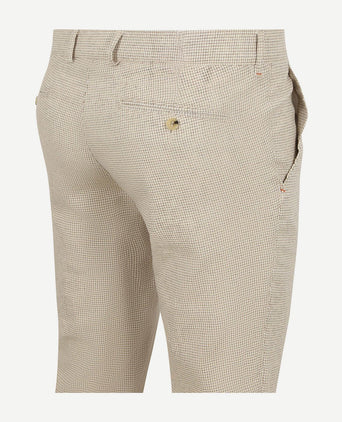 Chino Pico pleat cotton linen pepita beige