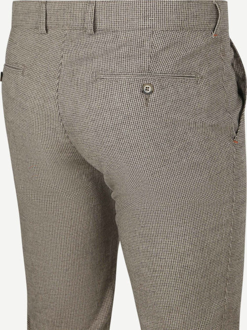 Suitable chino Pico pleat flanel print beige