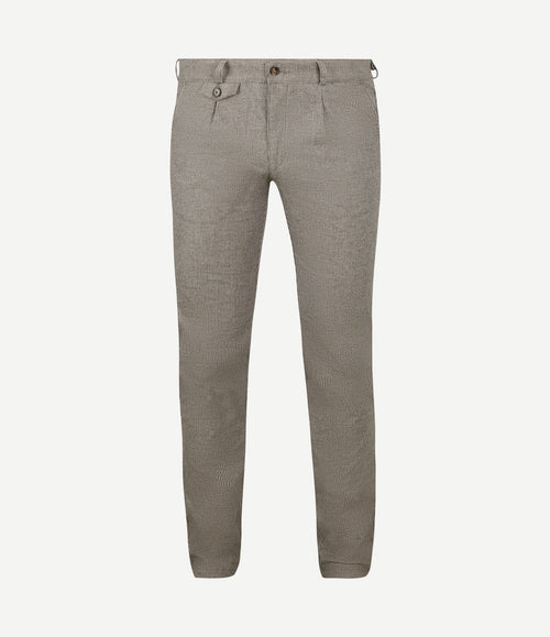 Chino Pico pleat flanel print beige